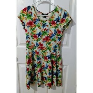 Multicolor Floral Green Skater Dress